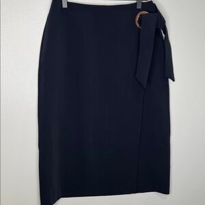 Ted Baker Navy Wrap Pencil Skirt with Belt Accent